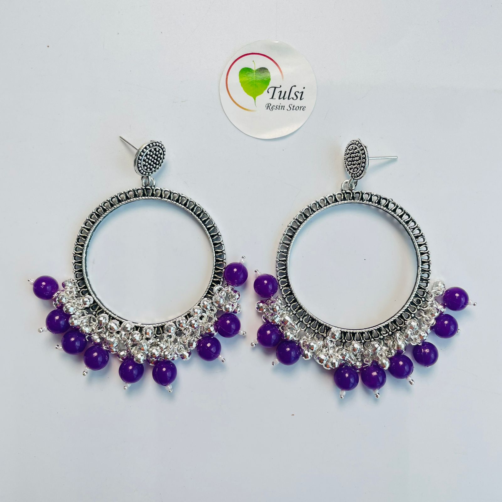 Big Round Jhumka Bazel With Moti(Silver)