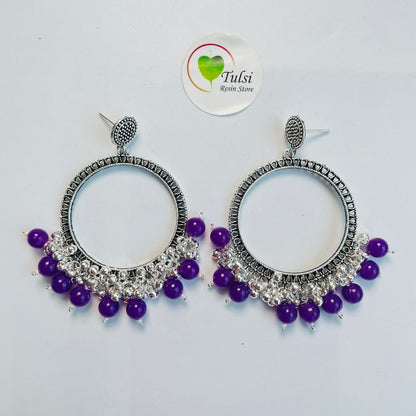 Big Round Jhumka Bazel With Moti(Silver)