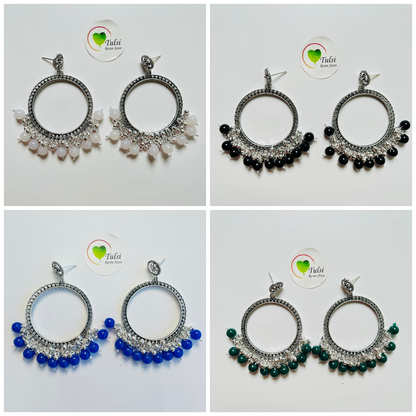 Big Round Jhumka Bazel With Moti(Silver)