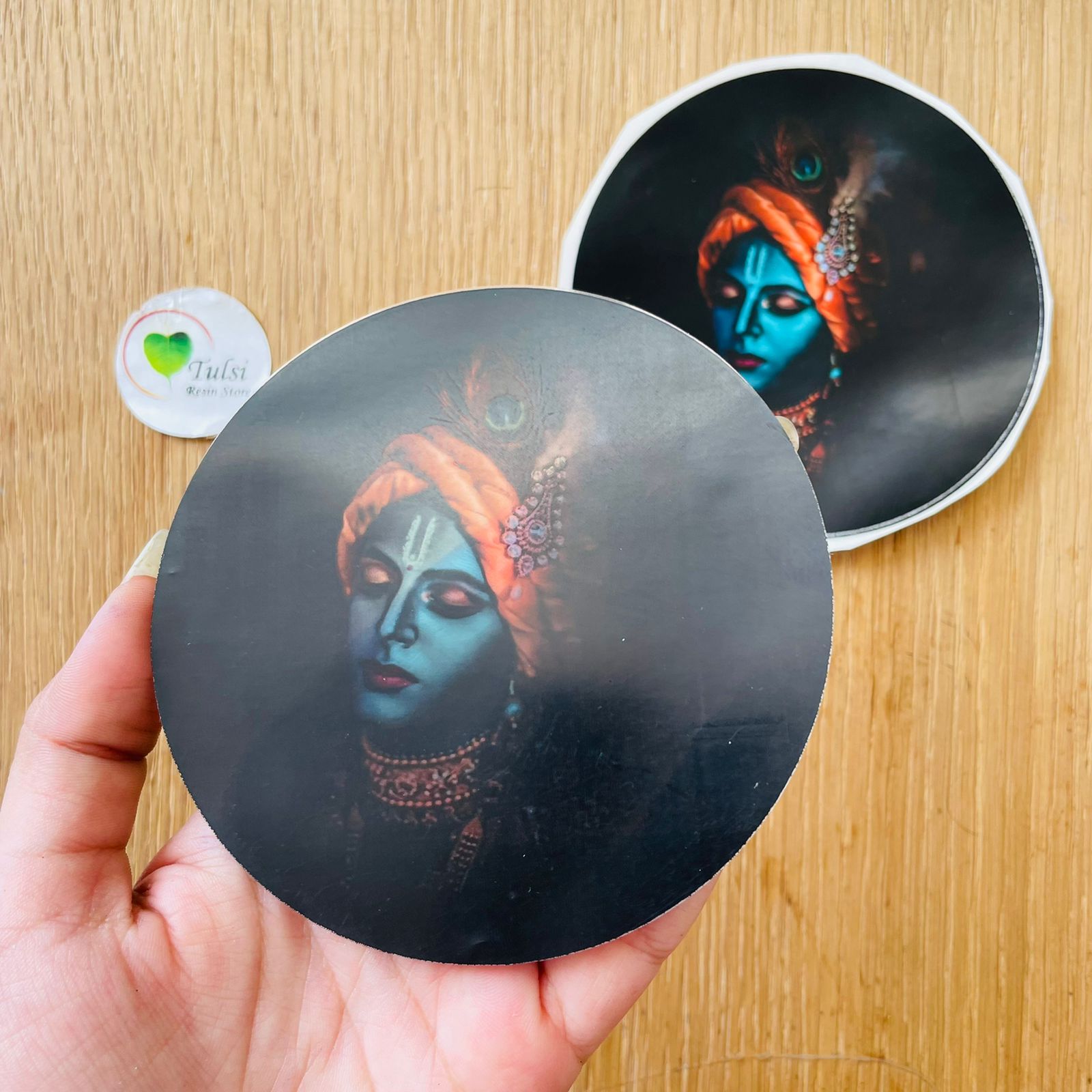 Colourful krishna Sticker - 4" Round