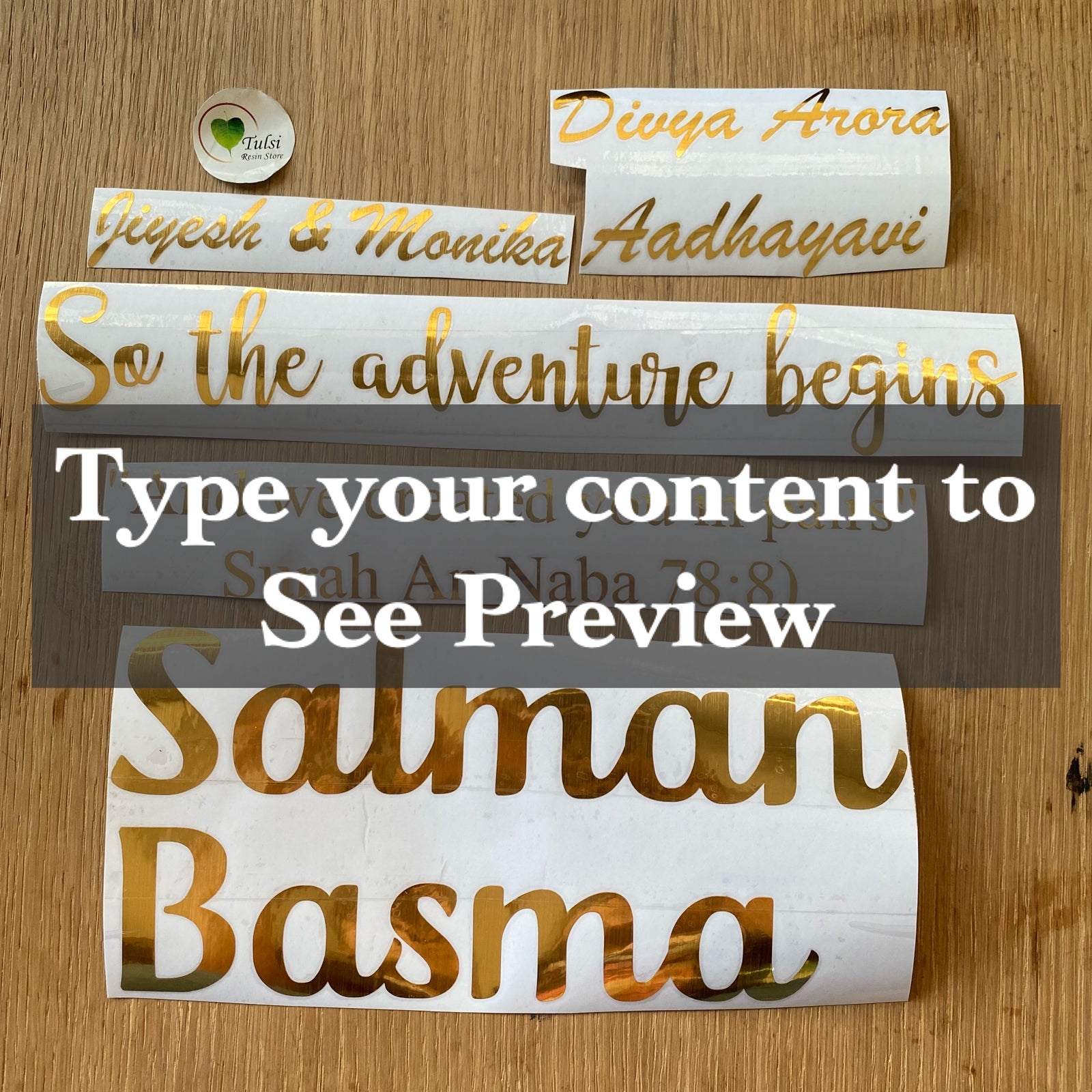 Custom Vinyl Sticker One Line - Gold 1 | Tulsi Resin