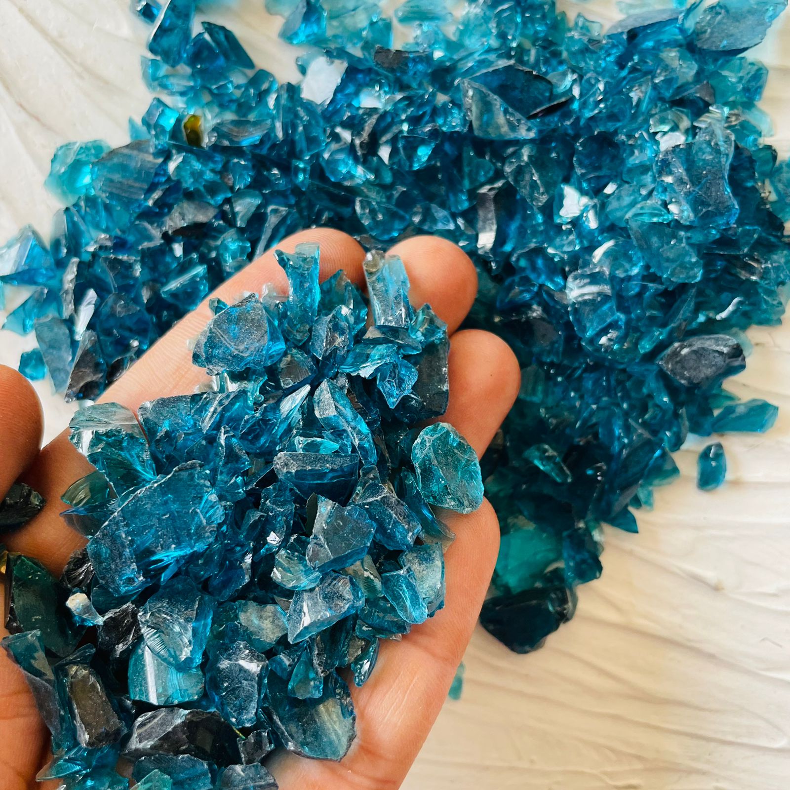 Ocean Blue Crushed Glass Crystal