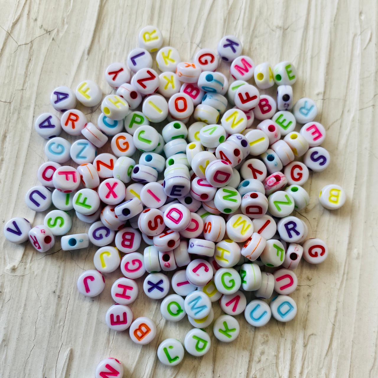 Flat Round Alphabet Beads