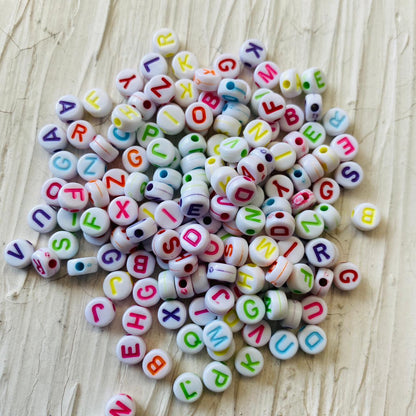 Flat Round Alphabet Beads