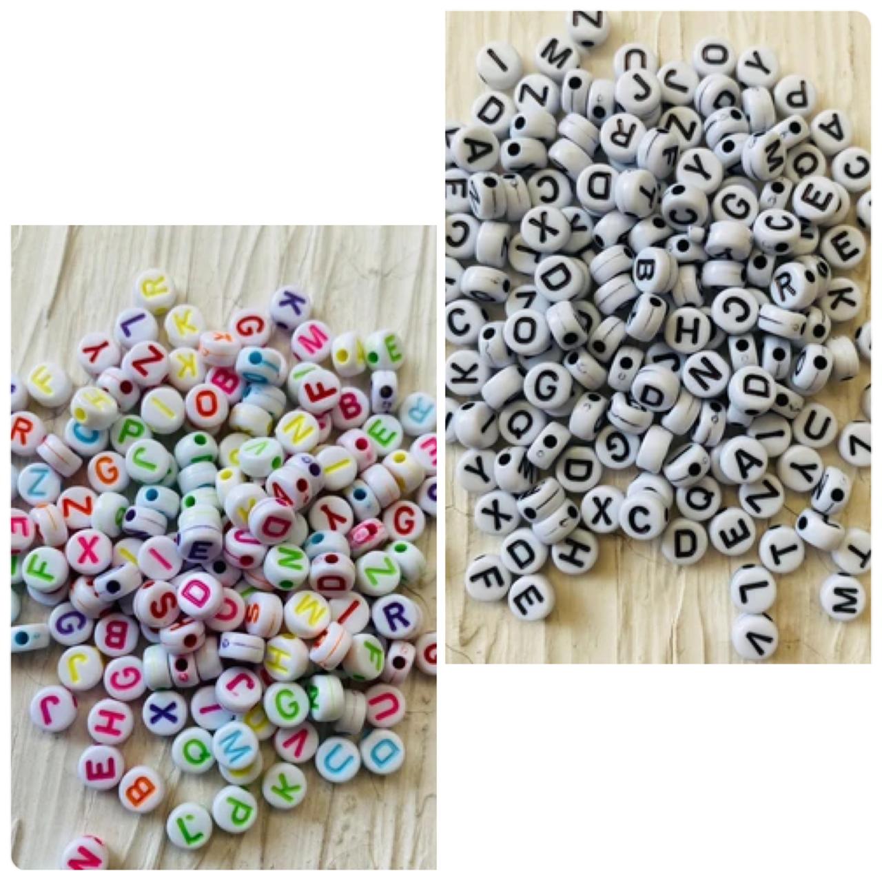 Flat Round Alphabet Beads