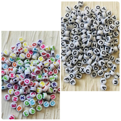 Flat Round Alphabet Beads
