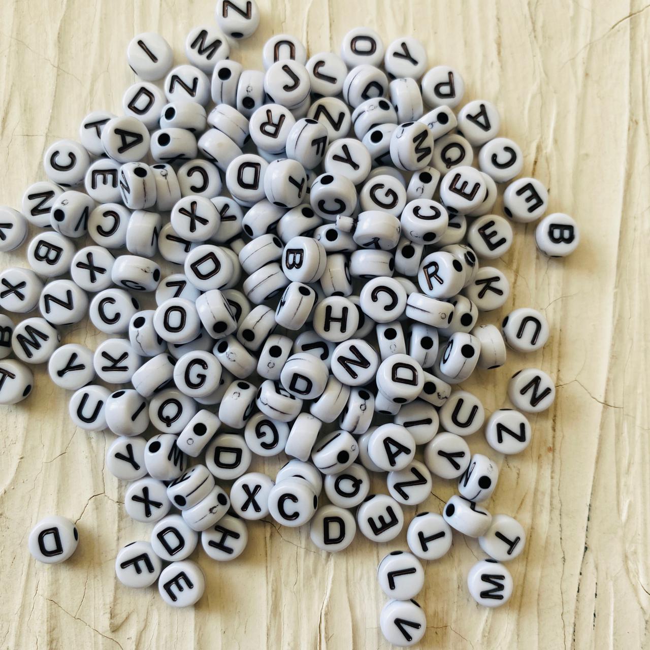 Flat Round Alphabet Beads
